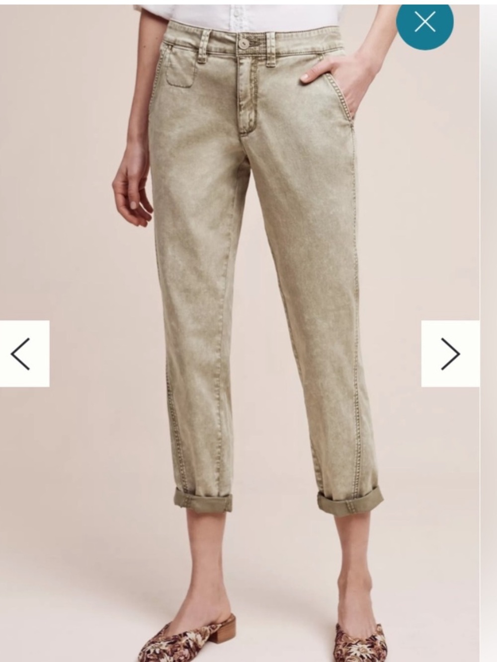 Anthropologie Chino Pants 32 Slim Beige Ankle Cropped